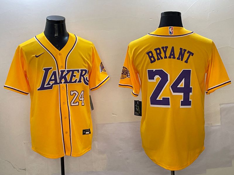 Men Los Angeles Lakers #24 Bryant Yellow Joint Name Nike 2025 NBA Jersey style 12